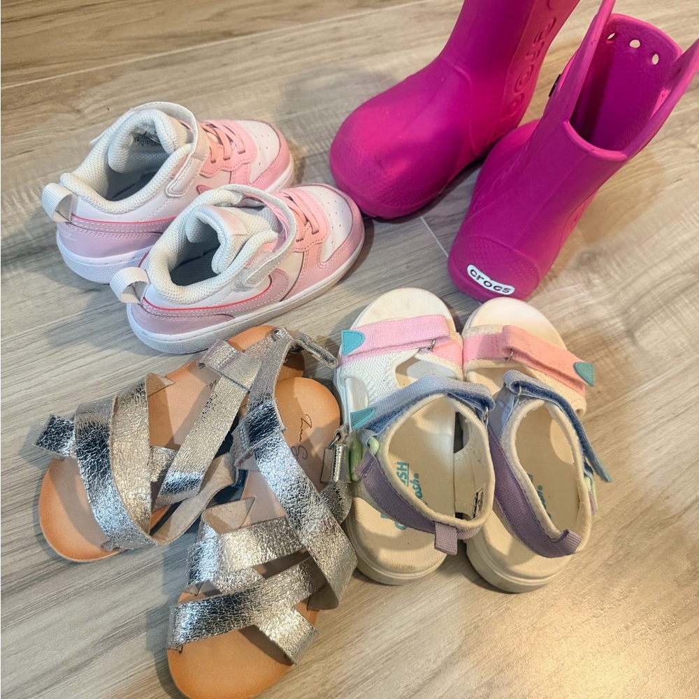 Kids Pink Sneakers and Silver Sandals Set
